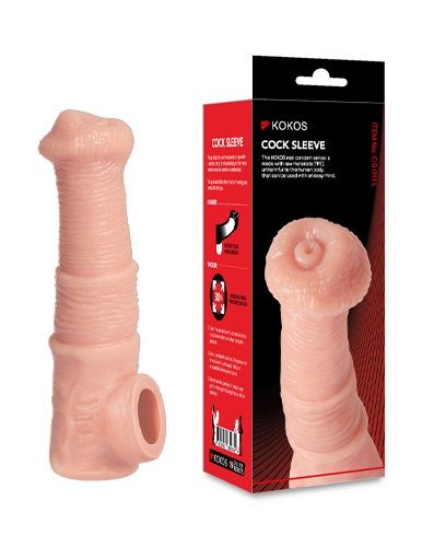 Телесная фантазийная насадка на член Cock Sleeve Size M - KOKOS - в Абакане купить с доставкой