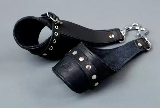 Чёрные кожаные наручники для подвешивания - Подиум - купить с доставкой в Абакане