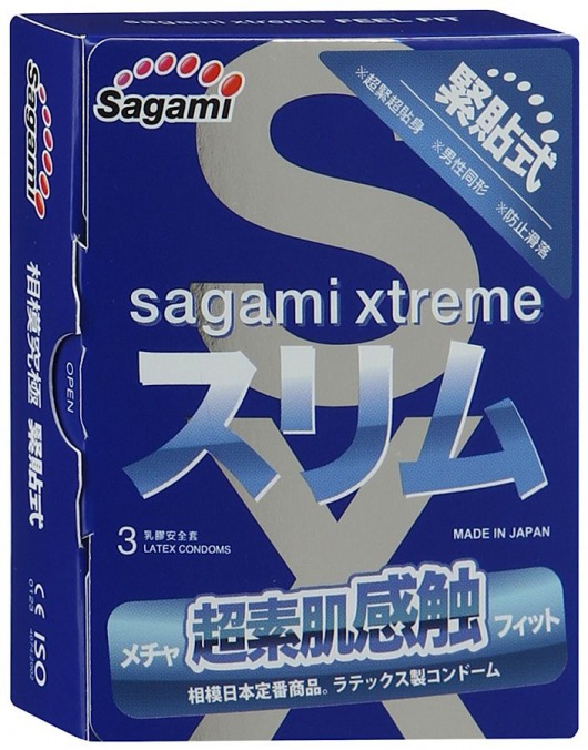 Розовые презервативы Sagami Xtreme FEEL FIT 3D - 3 шт. - Sagami - купить с доставкой в Абакане