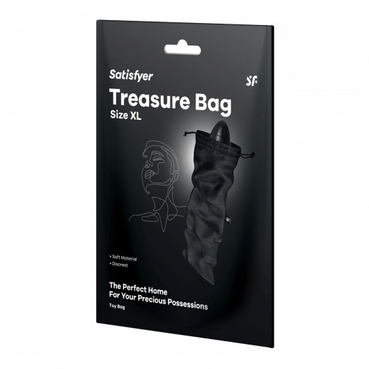 Черный мешочек для хранения игрушек Treasure Bag XL - Satisfyer - купить с доставкой в Абакане