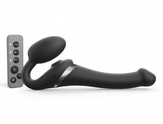 Черный безремневой страпон Multi Orgasm Size S с клиторальной стимуляцией - Strap-on-me - купить с доставкой в Абакане