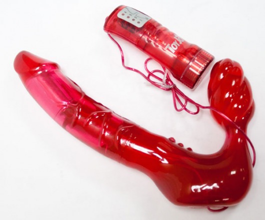 Безремневой вагинальный страпон с вибратором Bend Over Boyfriend Red - 21 см. - Toy Joy - купить с доставкой в Абакане