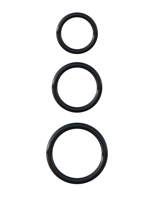 Набор из трех черных эрекционных колец Silicone 3-Ring Stamina Set - Pipedream - в Абакане купить с доставкой