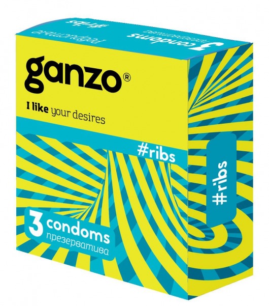 Презервативы с ребристой структурой Ganzo Ribs - 3 шт. - Ganzo - купить с доставкой в Абакане