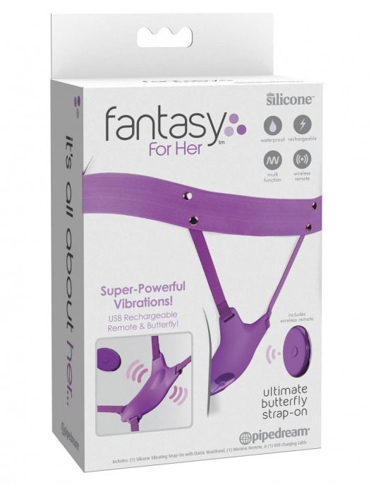 Сиреневый пояс с вибровкладкой Ultimate Butterfly Strap-On - Pipedream