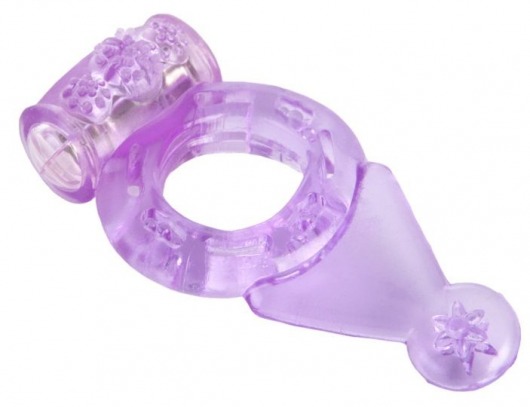 Фиолетовое виброкольцо с хвостом - Toyfa Basic - в Абакане купить с доставкой