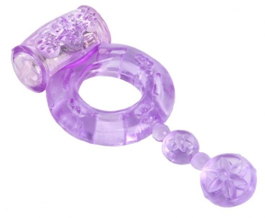 Фиолетовое эрекционное кольцо с вибратором - Toyfa Basic - в Абакане купить с доставкой