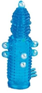 Голубая эластичная насадка на пенис с жемчужинами, точками и шипами Pearl Stimulator - 11,5 см. - Tonga - в Абакане купить с доставкой