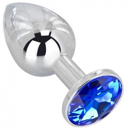 Анальное украшение BUTT PLUG  Small с синим кристаллом - 7 см. - Anal Jewelry Plug - купить с доставкой в Абакане