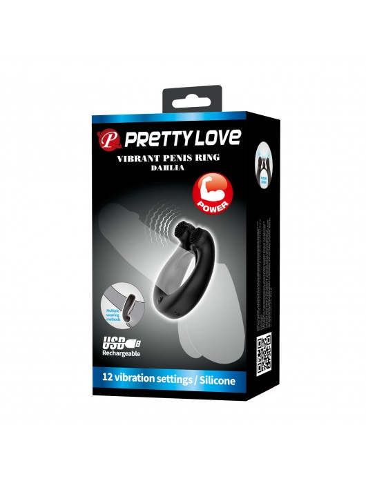 Черное эрекционное кольцо Dahlia с 2 стимулирующими щеточками - Baile - в Абакане купить с доставкой