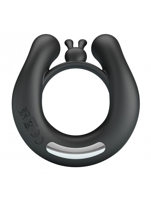 Черное эрекционное кольцо Dahlia с 2 стимулирующими щеточками - Baile - в Абакане купить с доставкой