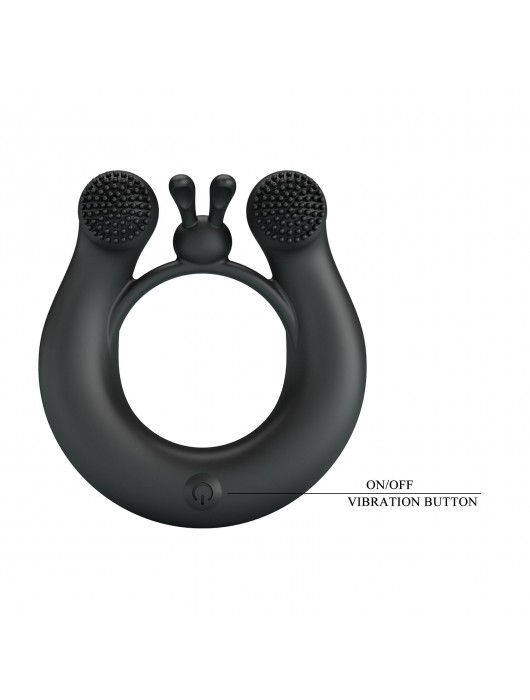 Черное эрекционное кольцо Dahlia с 2 стимулирующими щеточками - Baile - в Абакане купить с доставкой