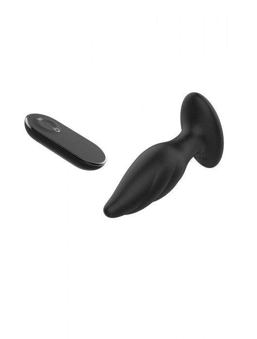 Черная анальная вибропробка Angelina Remote Rotating Plug - 14 см. - Dream Toys