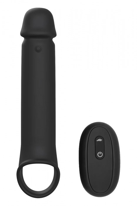 Черная насадка-удлинитель с вибрацией Vibrating Extender With Remote - Dream Toys - в Абакане купить с доставкой