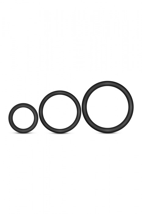 Набор из 3 черных эрекционных колец Cock Ring Set - Blush Novelties - в Абакане купить с доставкой