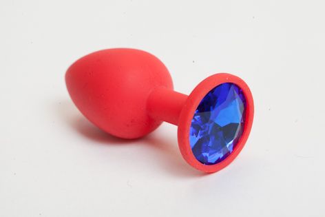 Красная силиконовая пробка с синим стразом - 7,1 см. - 4sexdreaM - купить с доставкой в Абакане