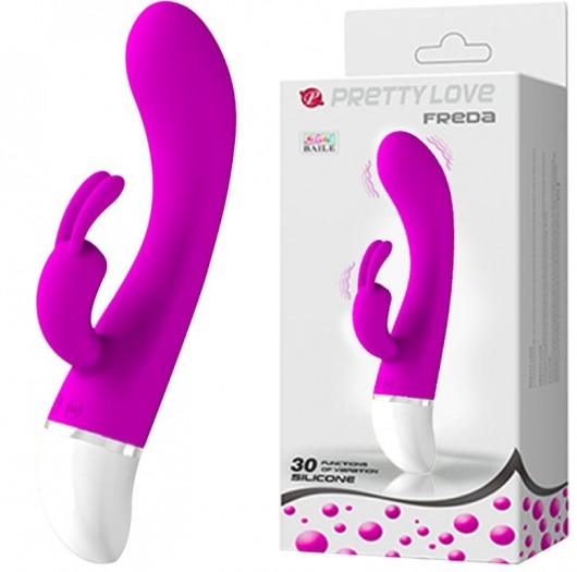Лиловый вибратор Freda с зайчиком - 18,9 см. - Baile