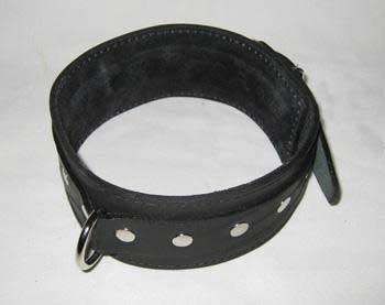 Кожаный ошейник чёрного цвета с кольцом для поводка - Подиум - купить с доставкой в Абакане