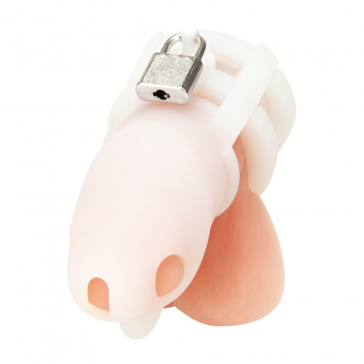 Белая клетка для пениса Silicone Small 2 in Cock Cage With Ball Divider - BlueLine - купить с доставкой в Абакане