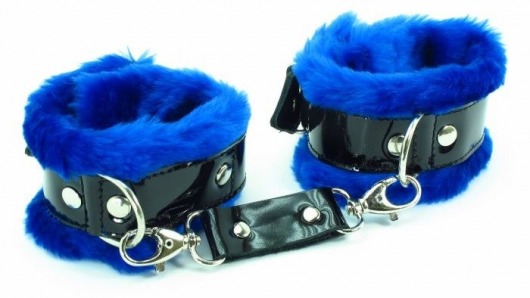 Синие наручники с мехом BDSM Light - БДСМ Арсенал - купить с доставкой в Абакане
