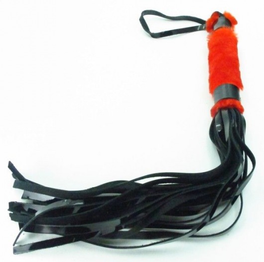 Плеть из лака с красным мехом BDSM Light - 43 см. - БДСМ Арсенал - купить с доставкой в Абакане