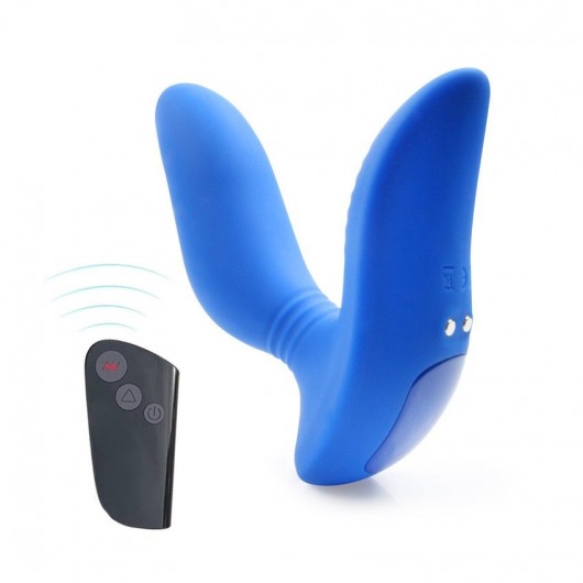 Синий вибромассажер простаты 3,5’’ Remote Control Curve P-spot Massager - 12 см. - Erokay - в Абакане купить с доставкой