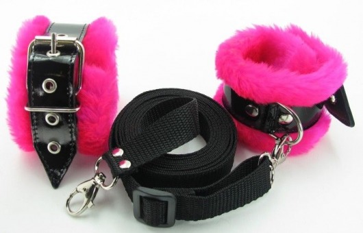 Набор для пристегивания к кровати с розовым мехом BDSM Light - БДСМ Арсенал - купить с доставкой в Абакане