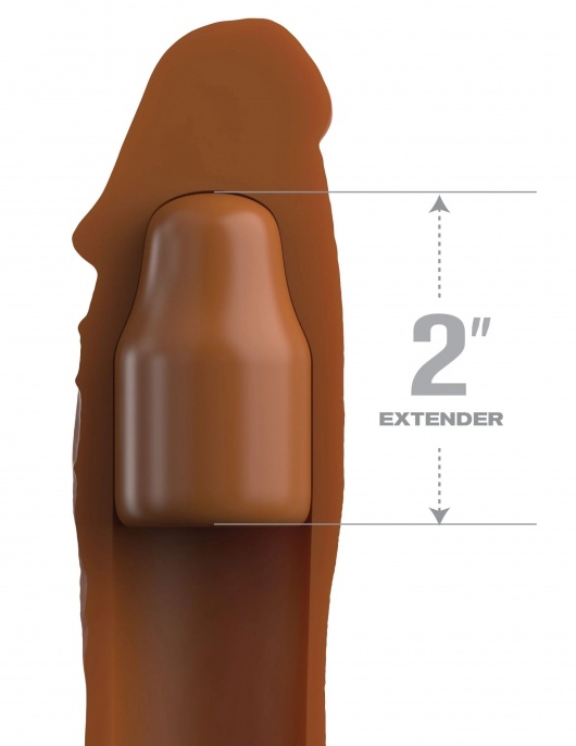 Коричневая насадка на член 2  Silicone X-tension - 20,3 см. - Pipedream - в Абакане купить с доставкой