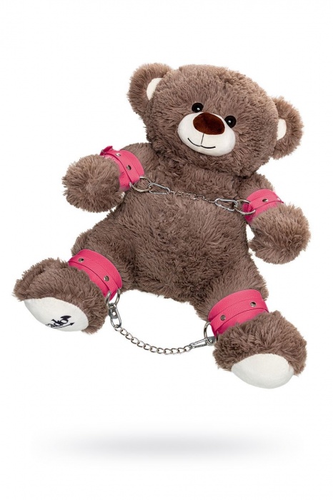 Бондажный набор: бурый мишка с розовыми оковами и наручниками - Pecado - купить с доставкой в Абакане