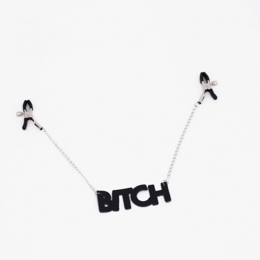 Зажимы на соски с кожаной подвеской Bitch - Crazy Handmade - купить с доставкой в Абакане