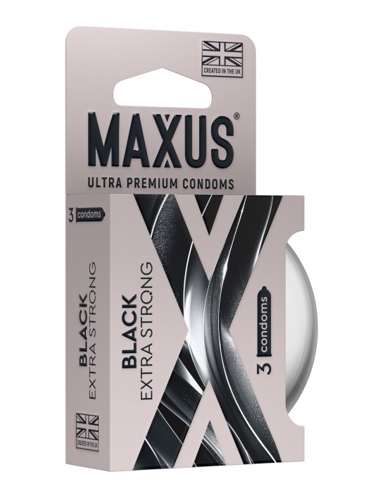 Черные утолщенные презервативы MAXUS Extra Strong с железным кейсом - 3 шт. - Maxus - купить с доставкой в Абакане