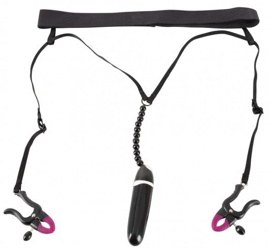 Женские вибростринги с зажимами для половых губ Spreader String with Vibrator - Orion - купить с доставкой в Абакане