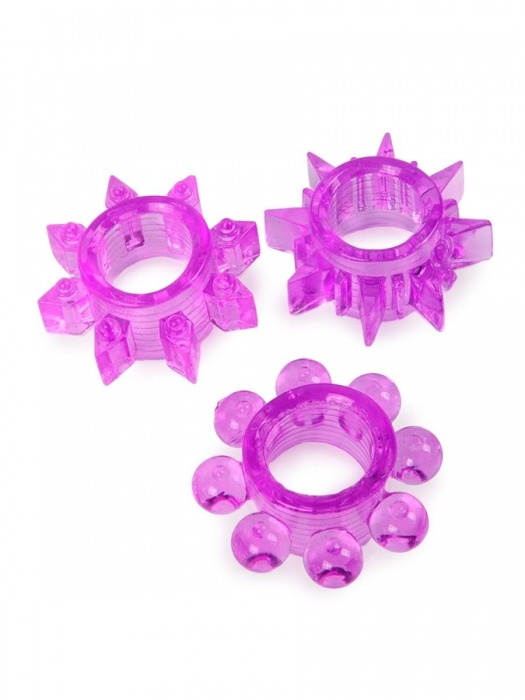 Набор из 3 лиловых эрекционных колец различной формы - Erowoman-Eroman - в Абакане купить с доставкой