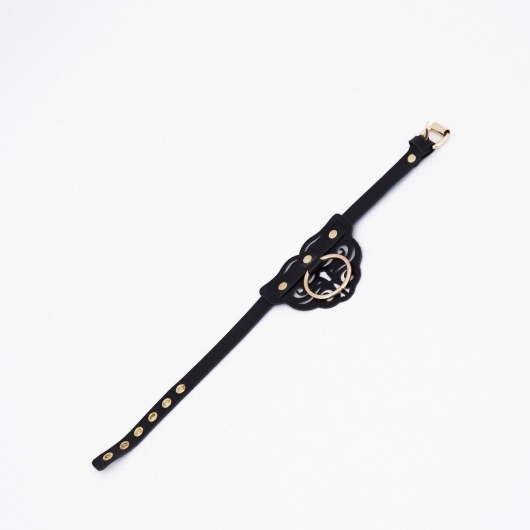 Черный чокер с клепками и золотистой фурнитурой - Crazy Handmade - купить с доставкой в Абакане