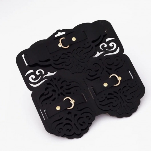 Фигурный набор для БДСМ-игр с узорами и золотистой фурнитурой - Crazy Handmade - купить с доставкой в Абакане