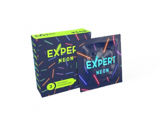 Светящиеся в темноте презервативы Expert Neon - 3 шт. - Expert - купить с доставкой в Абакане