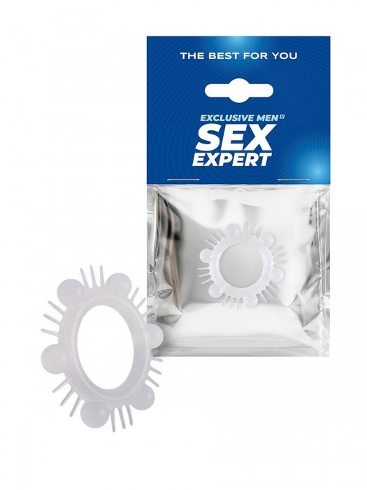 Эластичное эрекционное кольцо с шипиками и шариками - Sex Expert - в Абакане купить с доставкой