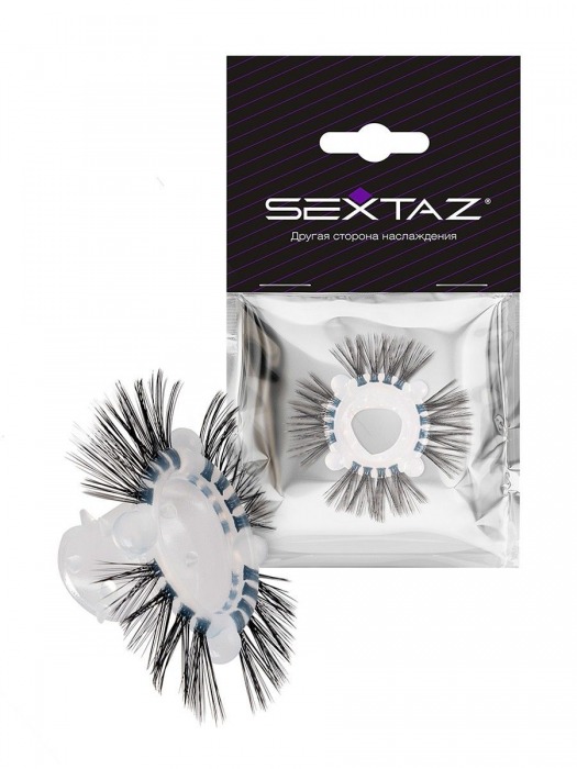 Эластичное эрекционное кольцо с черными «ресничками» - Sextaz - в Абакане купить с доставкой