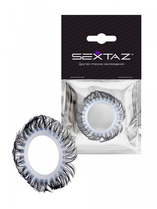 Эластичное эрекционное колечко с черными «ресничками» - Sextaz - в Абакане купить с доставкой