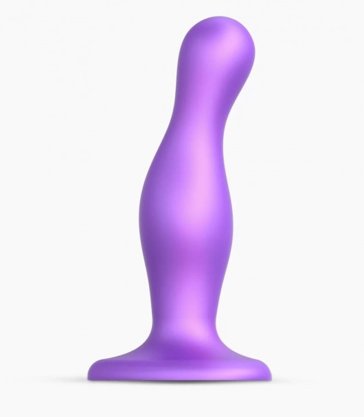 Фиолетовая насадка Strap-On-Me Dildo Plug Curvy size M - Strap-on-me - купить с доставкой в Абакане