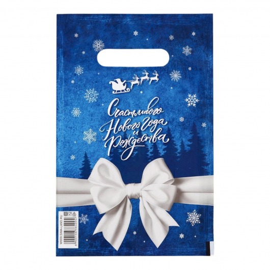 Сине-белый подарочный новогодний пакет с вырубной ручкой (20х30 см) - Сима-Ленд - купить с доставкой в Абакане