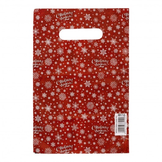 Красный подарочный новогодний пакет с вырубной ручкой (20х30 см) - Сима-Ленд - купить с доставкой в Абакане