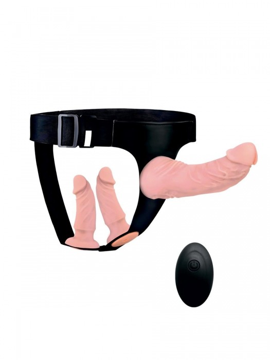 Женский страпон с 3 насадками и вибрацией - Erowoman-Eroman - купить с доставкой в Абакане