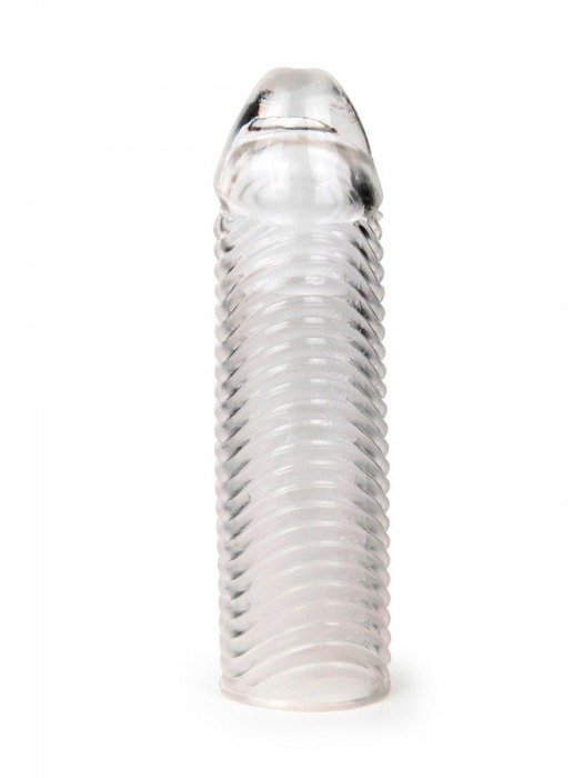 Прозрачная закрытая насадка на пенис с ребрышками - 16 см. - Sex Expert - в Абакане купить с доставкой