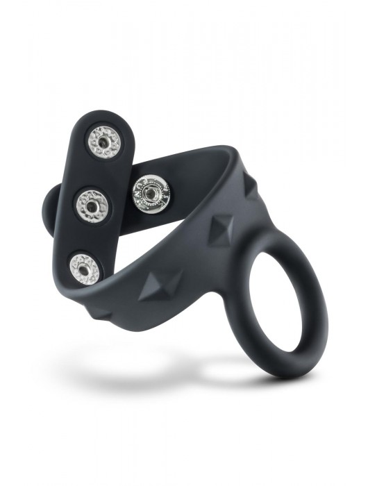 Черное эрекционное кольцо с подхватом мошонки на кнопках VS6 - Blush Novelties - в Абакане купить с доставкой