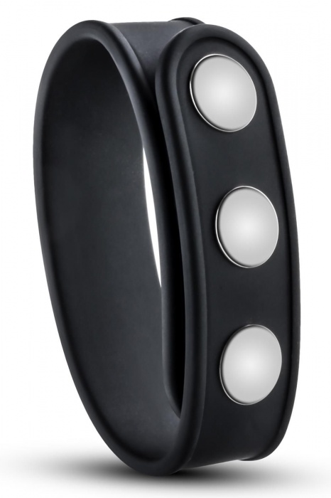 Черное эрекционное кольцо на кнопках - Blush Novelties - в Абакане купить с доставкой