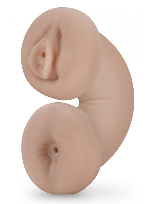 Телесный люминесцентный двусторонний мастурбатор Tasha - Blush Novelties - в Абакане купить с доставкой