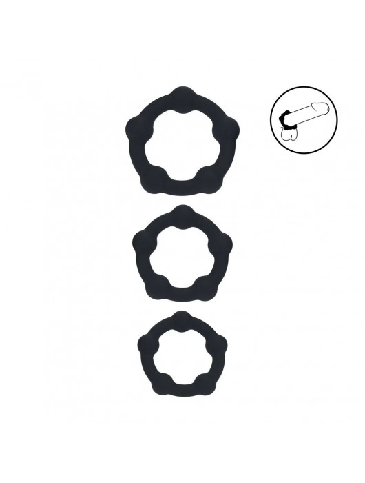 Набор из 3 эрекционных колец Beaded Silicone Cockring Set - Shots Media BV - в Абакане купить с доставкой