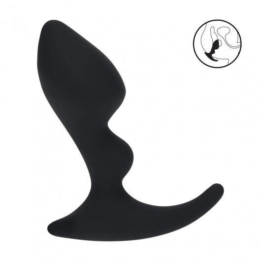 Черная анальная пробка для массажа простаты Double Ripple Silicone Prostate Massager - Shots Media BV - в Абакане купить с доставкой