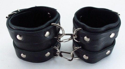 Широкие черные наручники с двумя ремешками - БДСМ Арсенал - купить с доставкой в Абакане